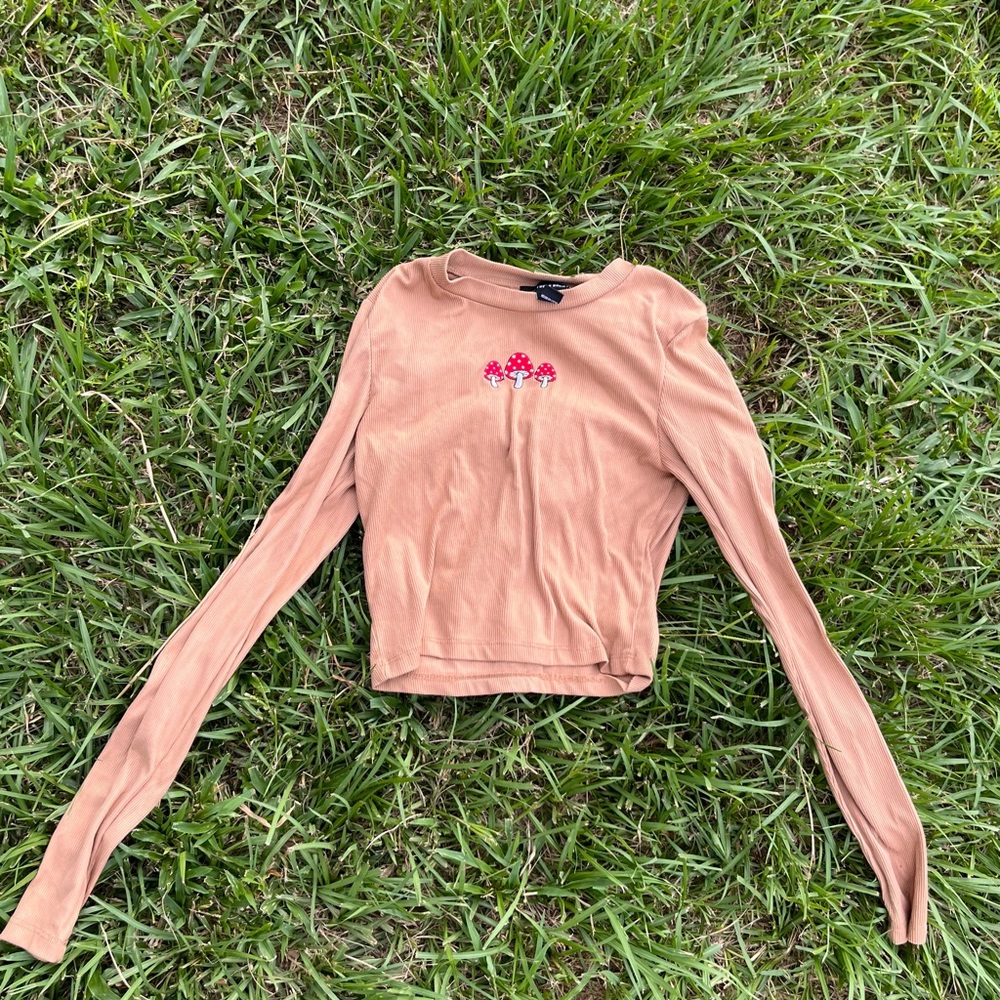 Brown long sleeve crop